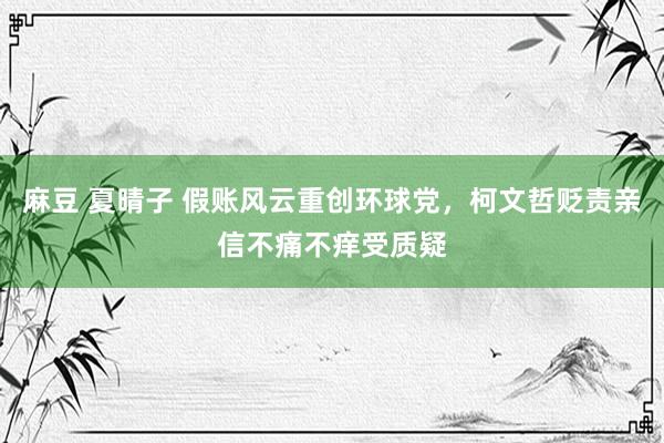 麻豆 夏晴子 假账风云重创环球党，柯文哲贬责亲信不痛不痒受质疑