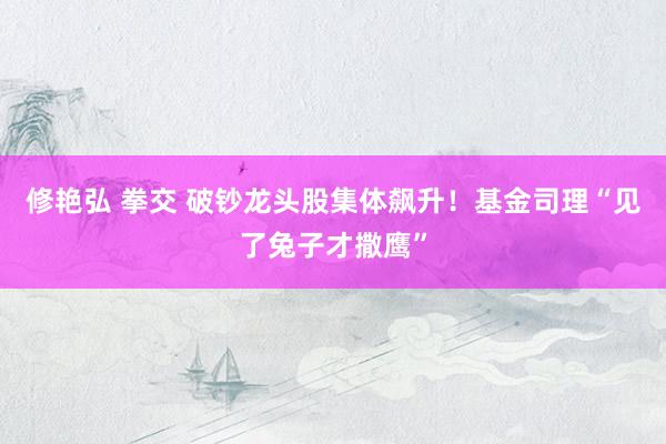 修艳弘 拳交 破钞龙头股集体飙升！基金司理“见了兔子才撒鹰”