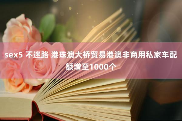 sex5 不迷路 港珠澳大桥贸易港澳非商用私家车配额增至1000个