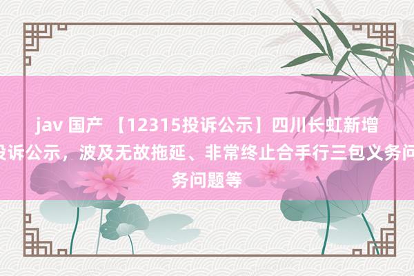 jav 国产 【12315投诉公示】四川长虹新增3件投诉公示，波及无故拖延、非常终止合手行三包义务问题等