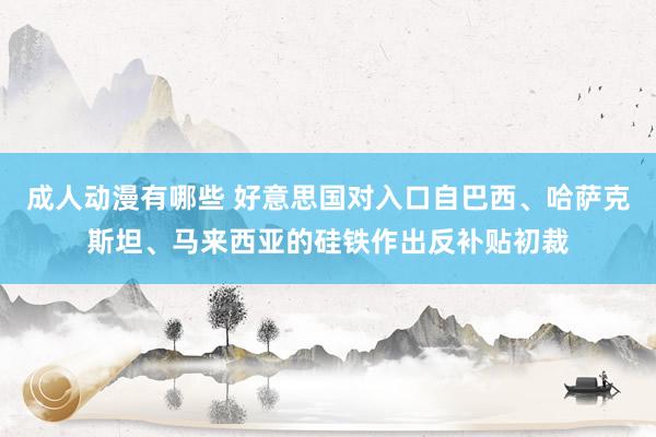 成人动漫有哪些 好意思国对入口自巴西、哈萨克斯坦、马来西亚的硅铁作出反补贴初裁