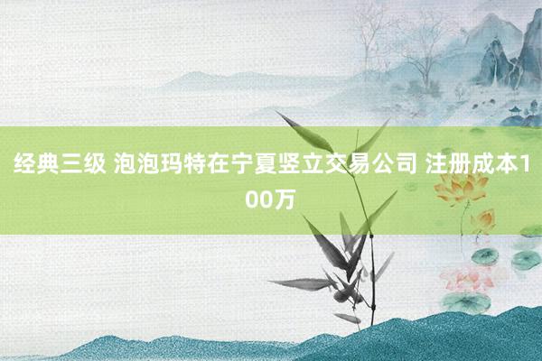 经典三级 泡泡玛特在宁夏竖立交易公司 注册成本100万