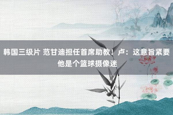 韩国三级片 范甘迪担任首席助教！卢：这意旨紧要 他是个篮球摄像迷