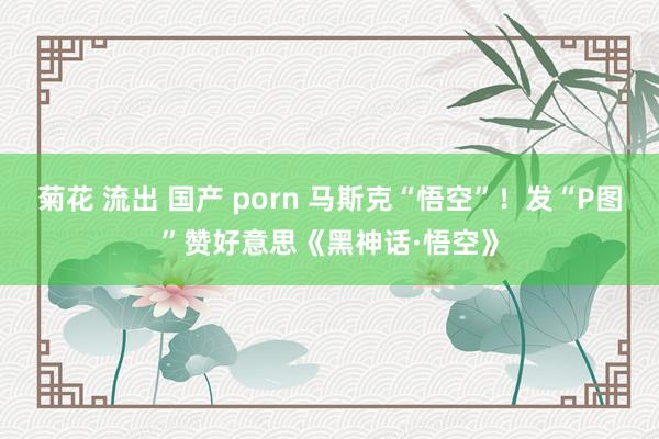 菊花 流出 国产 porn 马斯克“悟空”！发“P图”赞好意思《黑神话·悟空》
