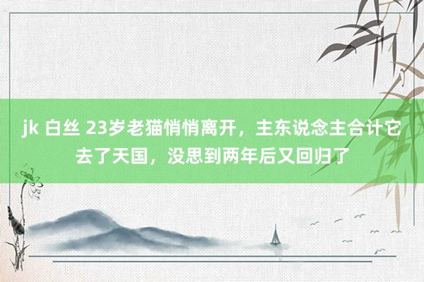 jk 白丝 23岁老猫悄悄离开，主东说念主合计它去了天国，没思到两年后又回归了