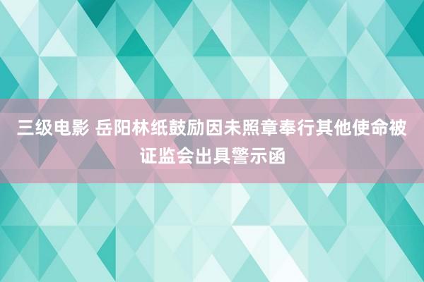 三级电影 岳阳林纸鼓励因未照章奉行其他使命被证监会出具警示函