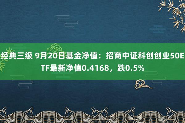 经典三级 9月20日基金净值：招商中证科创创业50ETF最新净值0.4168，跌0.5%