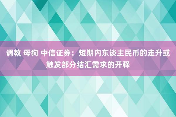 调教 母狗 中信证券：短期内东谈主民币的走升或触发部分结汇需求的开释