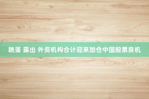 跳蛋 露出 外资机构合计迎来加仓中国股票良机