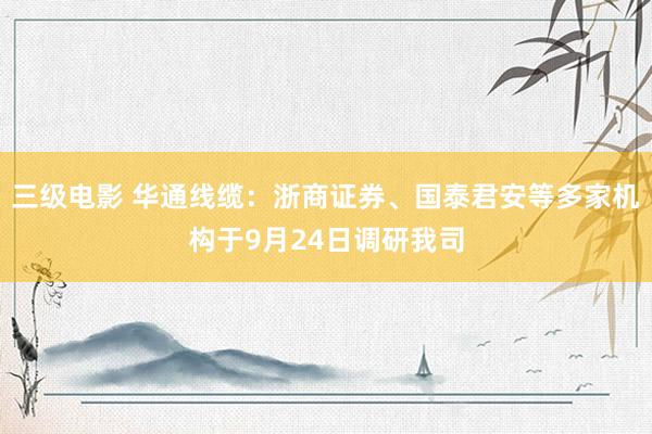 三级电影 华通线缆：浙商证券、国泰君安等多家机构于9月24日调研我司