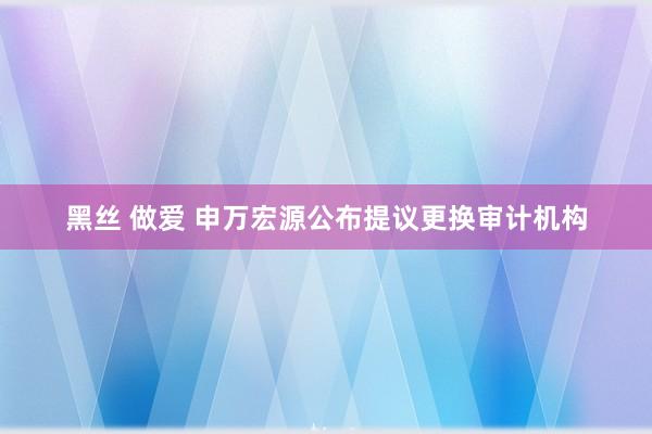 黑丝 做爱 申万宏源公布提议更换审计机构