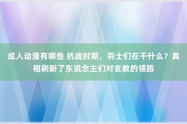 成人动漫有哪些 抗战时期，羽士们在干什么？真相刷新了东说念主们对玄教的领路