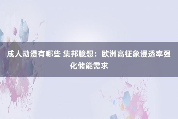 成人动漫有哪些 集邦臆想：欧洲高征象浸透率强化储能需求