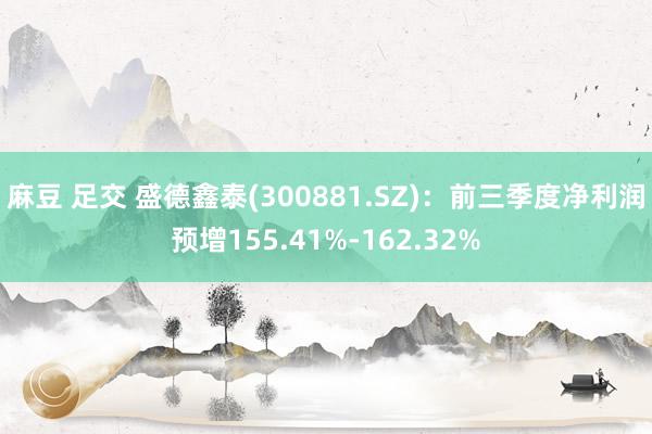 麻豆 足交 盛德鑫泰(300881.SZ)：前三季度净利润预增155.41%-162.32%