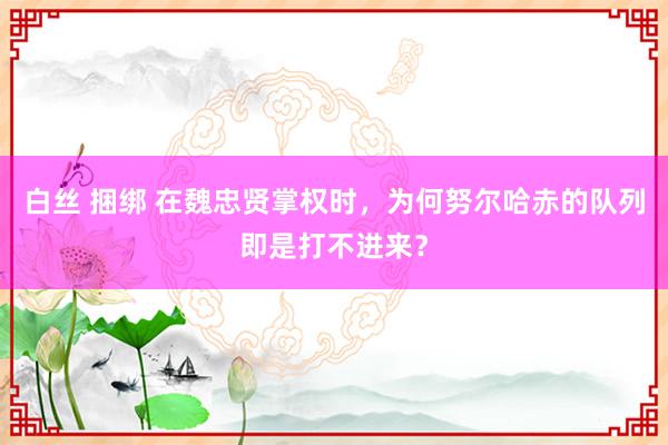 白丝 捆绑 在魏忠贤掌权时，为何努尔哈赤的队列即是打不进来？