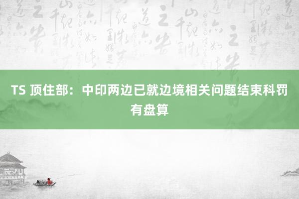 TS 顶住部：中印两边已就边境相关问题结束科罚有盘算