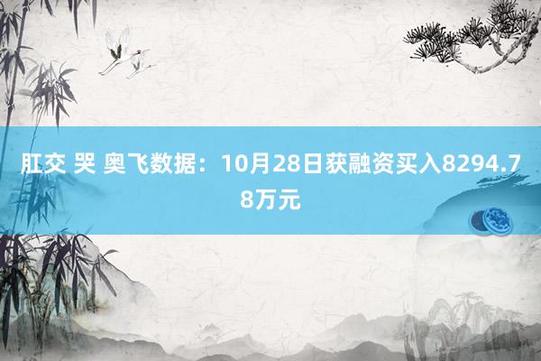 肛交 哭 奥飞数据：10月28日获融资买入8294.78万元