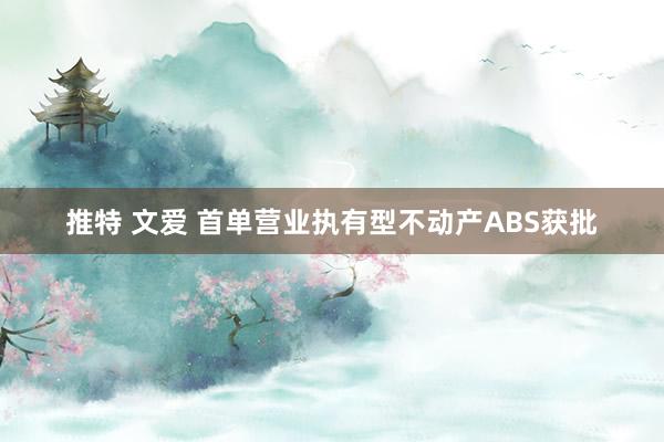 推特 文爱 首单营业执有型不动产ABS获批