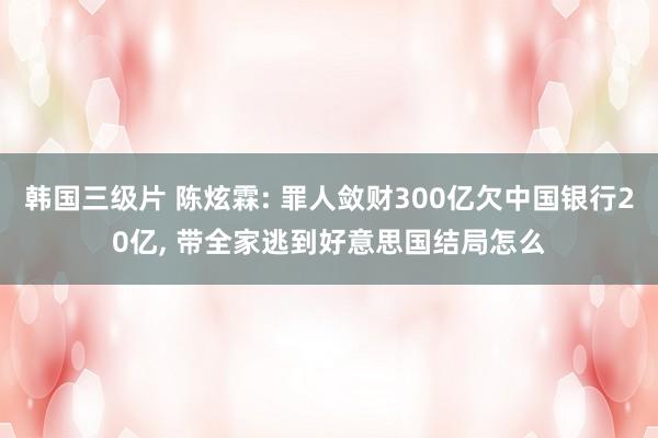 韩国三级片 陈炫霖: 罪人敛财300亿欠中国银行20亿, 带全家逃到好意思国结局怎么