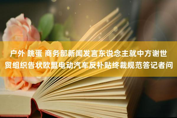 户外 跳蛋 商务部新闻发言东说念主就中方谢世贸组织告状欧盟电动汽车反补贴终裁规范答记者问