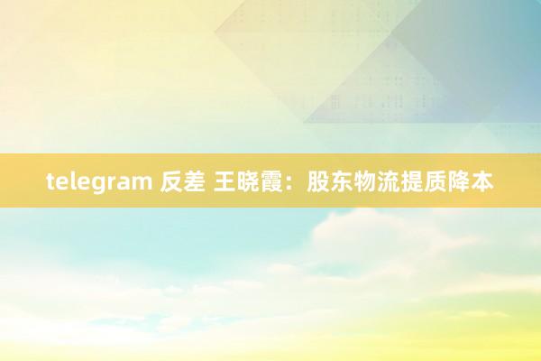 telegram 反差 王晓霞：股东物流提质降本