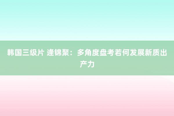 韩国三级片 逄锦聚：多角度盘考若何发展新质出产力