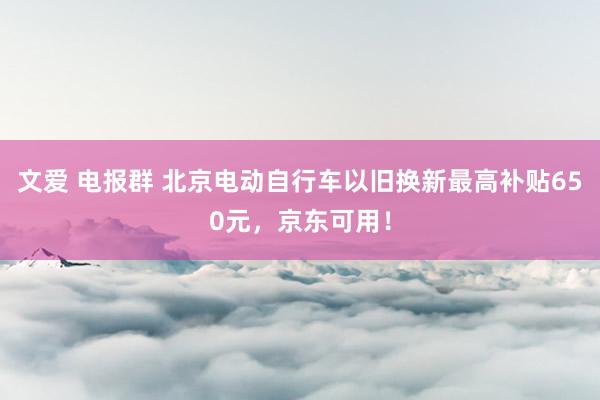 文爱 电报群 北京电动自行车以旧换新最高补贴650元，京东可用！