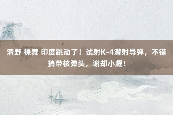 清野 裸舞 印度跳动了！试射K-4潜射导弹，不错捎带核弹头，谢却小觑！