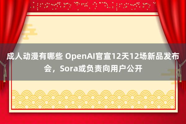 成人动漫有哪些 OpenAI官宣12天12场新品发布会，Sora或负责向用户公开