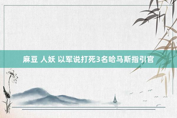 麻豆 人妖 以军说打死3名哈马斯指引官