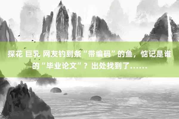 探花 巨乳 网友钓到条“带编码”的鱼，惦记是谁的“毕业论文”？出处找到了……
