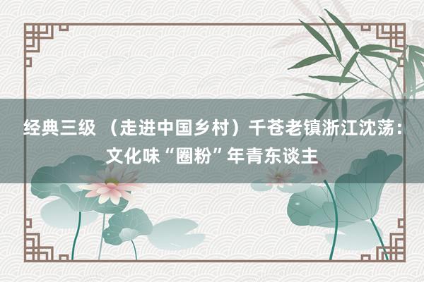 经典三级 （走进中国乡村）千苍老镇浙江沈荡：文化味“圈粉”年青东谈主