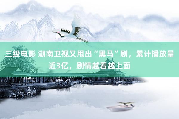 三级电影 湖南卫视又甩出“黑马”剧，累计播放量近3亿，剧情越看越上面