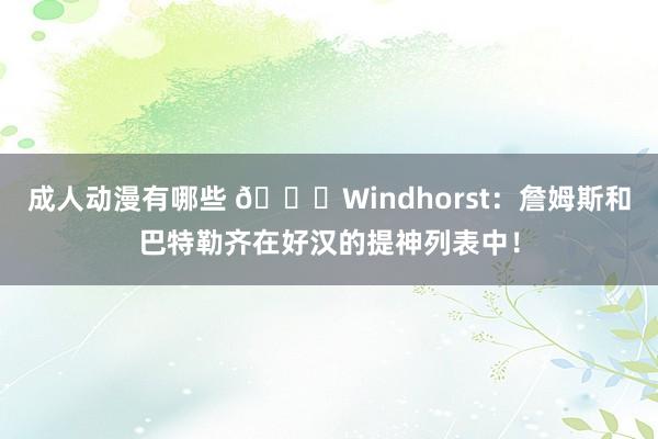 成人动漫有哪些 👀Windhorst：詹姆斯和巴特勒齐在好汉的提神列表中！