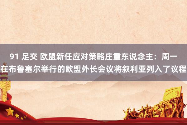91 足交 欧盟新任应对策略庄重东说念主：周一在布鲁塞尔举行的欧盟外长会议将叙利亚列入了议程