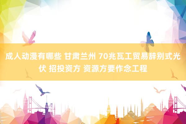 成人动漫有哪些 甘肃兰州 70兆瓦工贸易辞别式光伏 招投资方 资源方要作念工程