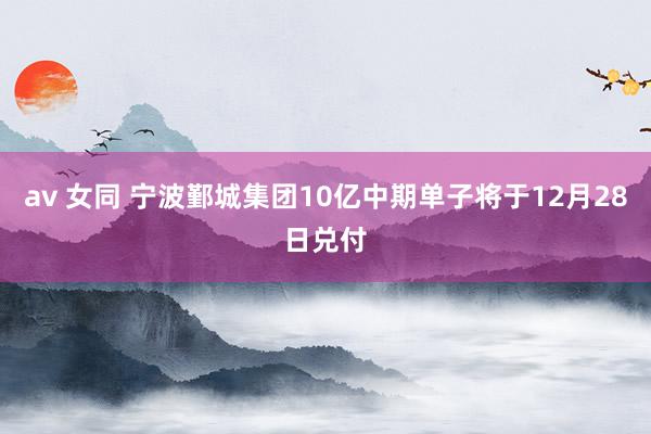 av 女同 宁波鄞城集团10亿中期单子将于12月28日兑付