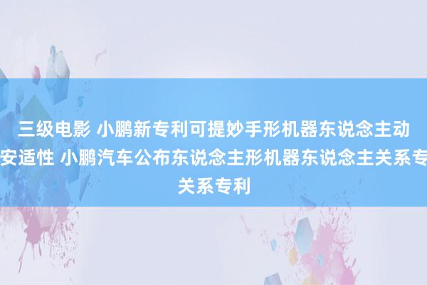 三级电影 小鹏新专利可提妙手形机器东说念主动态安适性 小鹏汽车公布东说念主形机器东说念主关系专利