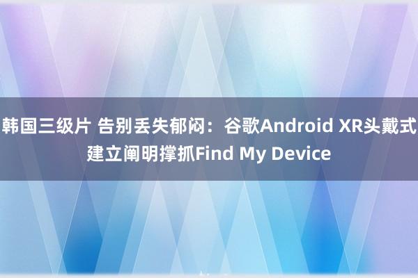 韩国三级片 告别丢失郁闷：谷歌Android XR头戴式建立阐明撑抓Find My Device