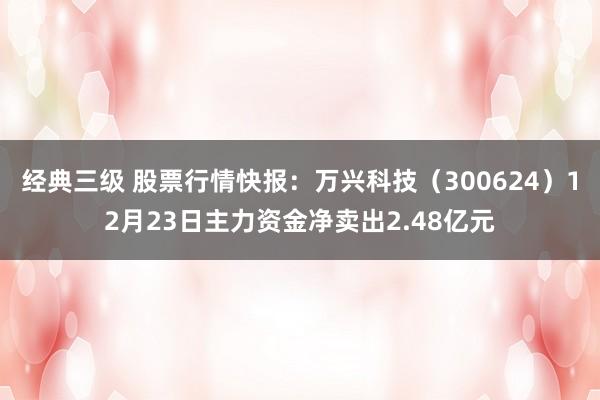 经典三级 股票行情快报：万兴科技（300624）12月23日主力资金净卖出2.48亿元