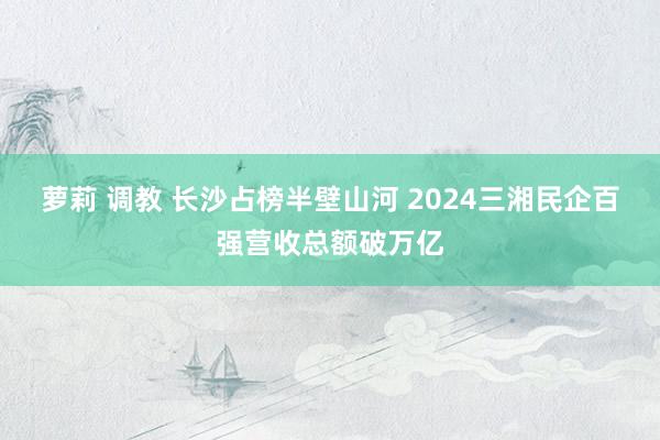 萝莉 调教 长沙占榜半壁山河 2024三湘民企百强营收总额破万亿