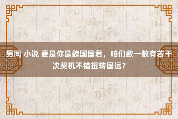 男同 小说 要是你是魏国国君，咱们数一数有若干次契机不错扭转国运？