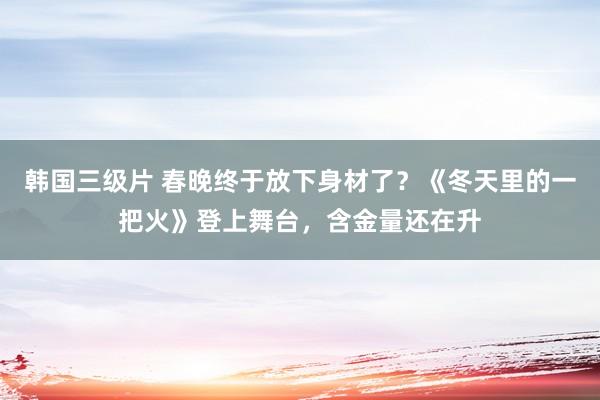 韩国三级片 春晚终于放下身材了？《冬天里的一把火》登上舞台，含金量还在升