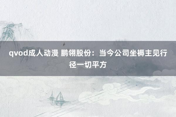 qvod成人动漫 鹏翎股份：当今公司坐褥主见行径一切平方