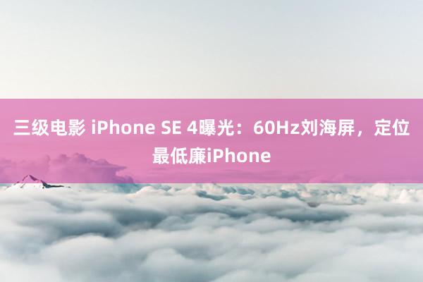 三级电影 iPhone SE 4曝光：60Hz刘海屏，定位最低廉iPhone