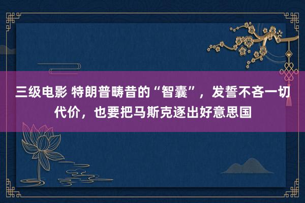 三级电影 特朗普畴昔的“智囊”，发誓不吝一切代价，也要把马斯克逐出好意思国