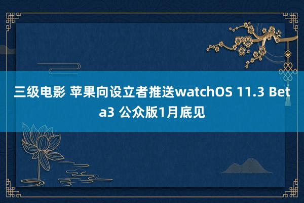 三级电影 苹果向设立者推送watchOS 11.3 Beta3 公众版1月底见