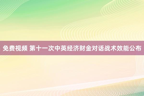 免费视频 第十一次中英经济财金对话战术效能公布