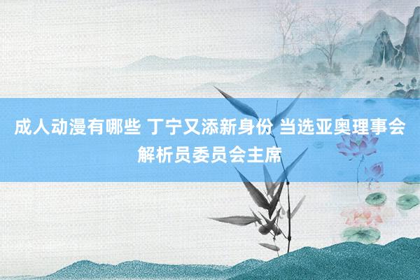 成人动漫有哪些 丁宁又添新身份 当选亚奥理事会解析员委员会主席