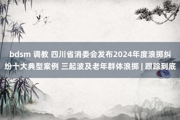 bdsm 调教 四川省消委会发布2024年度浪掷纠纷十大典型案例 三起波及老年群体浪掷 | 跟踪到底
